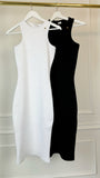Rochie cu CRISTALE MIDI din Rib - ALB Rochie cu CRISTALE MIDI din Rib - ALB