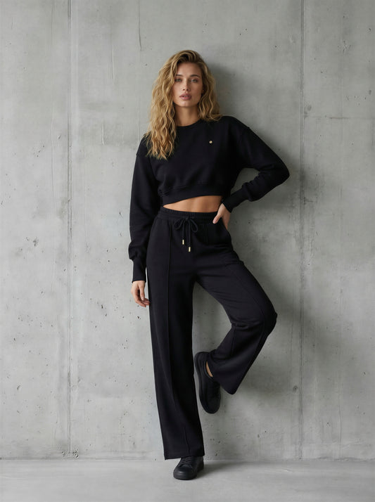 Blouse ERIA 330 with Satin Lining Cropped – BLACK