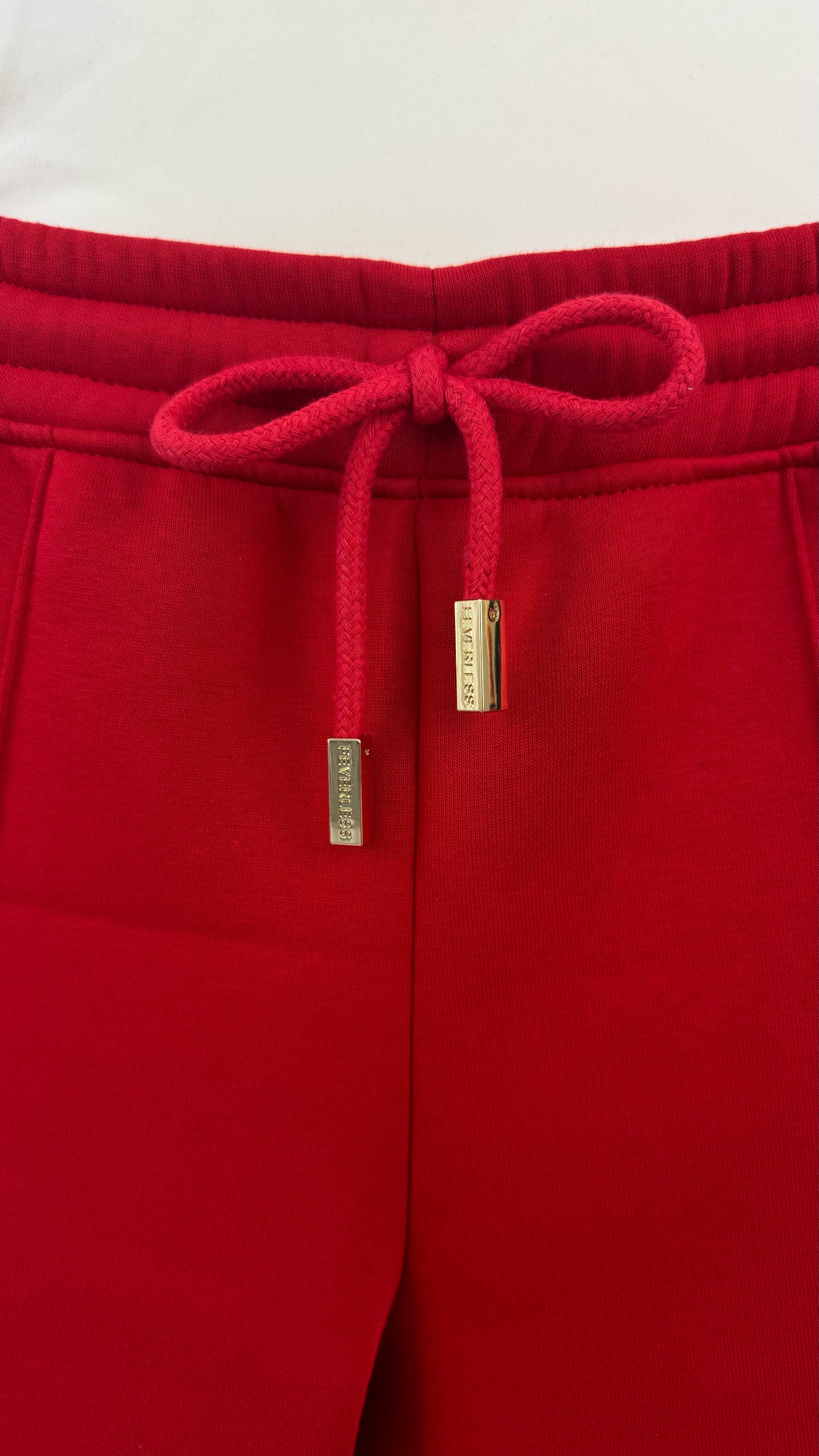 3-piece SET "Blush" Open Back Hoodie + Straight Pants + Top - RED 3-piece SET "Blush" Open Back Hoodie + Straight Pants + Top - RED