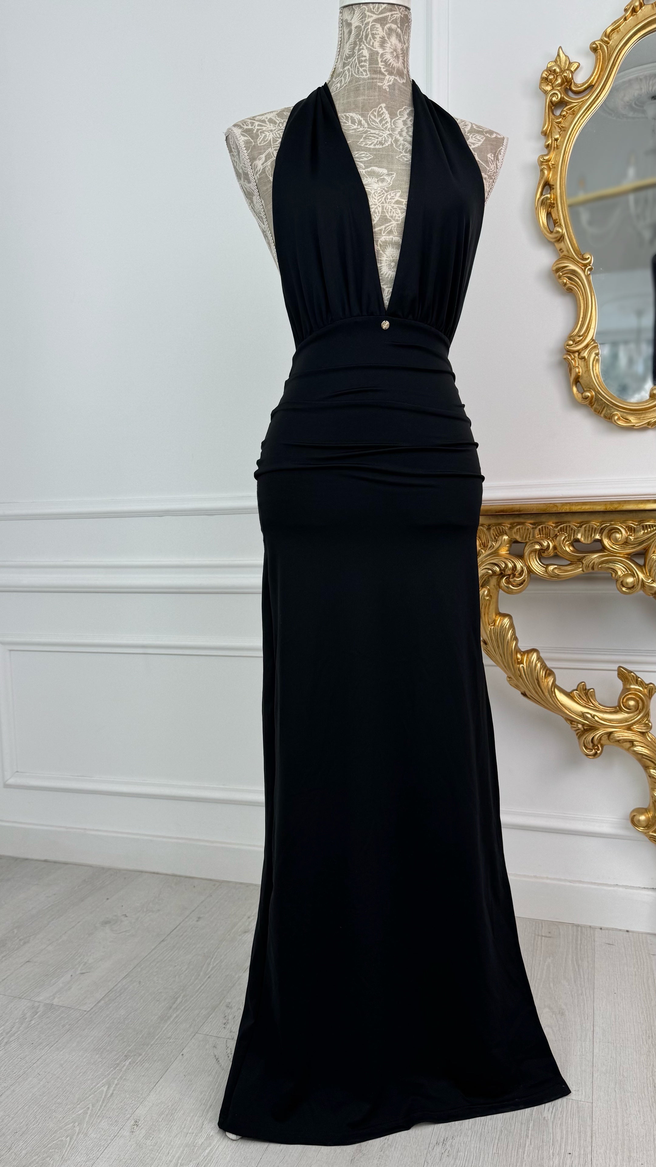 Rochie lungă elastică "Gaia" NEGRU Rochie lungă elastică "Gaia" NEGRU
