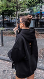 Set 3 Pieces "Blush" Hoodie with OPEN BACK + Straight Pants + Top - BLACK Set 3 Pieces "Blush" Hoodie with OPEN BACK + Straight Pants + Top - BLACK