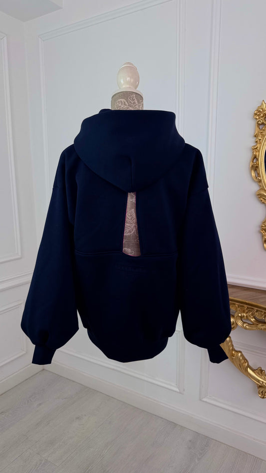 Hanorac " Blush " cu spatele gol și mâneci clopot DARK NAVY BLUE