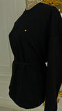 Set of 2 Pieces "Eria 330" Open-Back Blouse + Straight-Leg Cotton Pants BLACK Set of 2 Pieces "Eria 330" Open-Back Blouse + Straight-Leg Cotton Pants BLACK