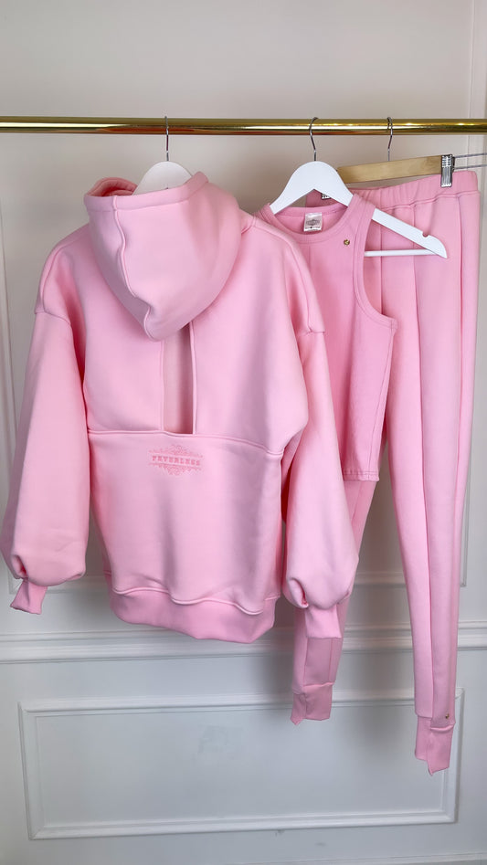 SET 3 Pieces "Blush" Backless Sweatshirt + Pants + Top - 5 Color Variations