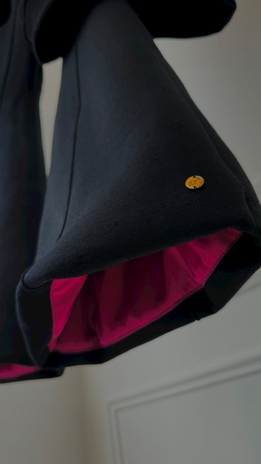 SET 2 pieces "Blush" Open-Back Hoodie + Flared Pants - BLACK