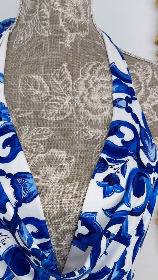 Drapovaný elastický top s výstřihem „Laila“ Majolica