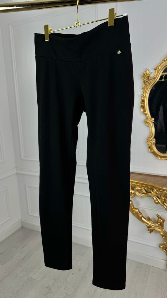 Long High-Waisted Cotton Pants White/Black