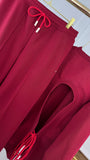 Two-Piece Set "Eria 330" Backless Blouse + Straight Long Cotton Pants WINE Two-Piece Set "Eria 330" Backless Blouse + Straight Long Cotton Pants WINE