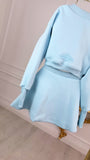 Blush Cropped Blouse with Satin Lining – Baby Blue
 Blush Cropped Blouse with Satin Lining – Baby Blue