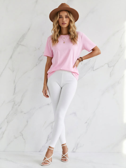 Tricou "V" cu spatele Gol - STANDARD CUT - BABY PINK