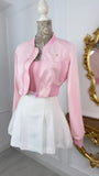 Cropped Lightweight 'Foil-Like' Bomber Jacket - Baby Pink Cropped Lightweight 'Foil-Like' Bomber Jacket - Baby Pink