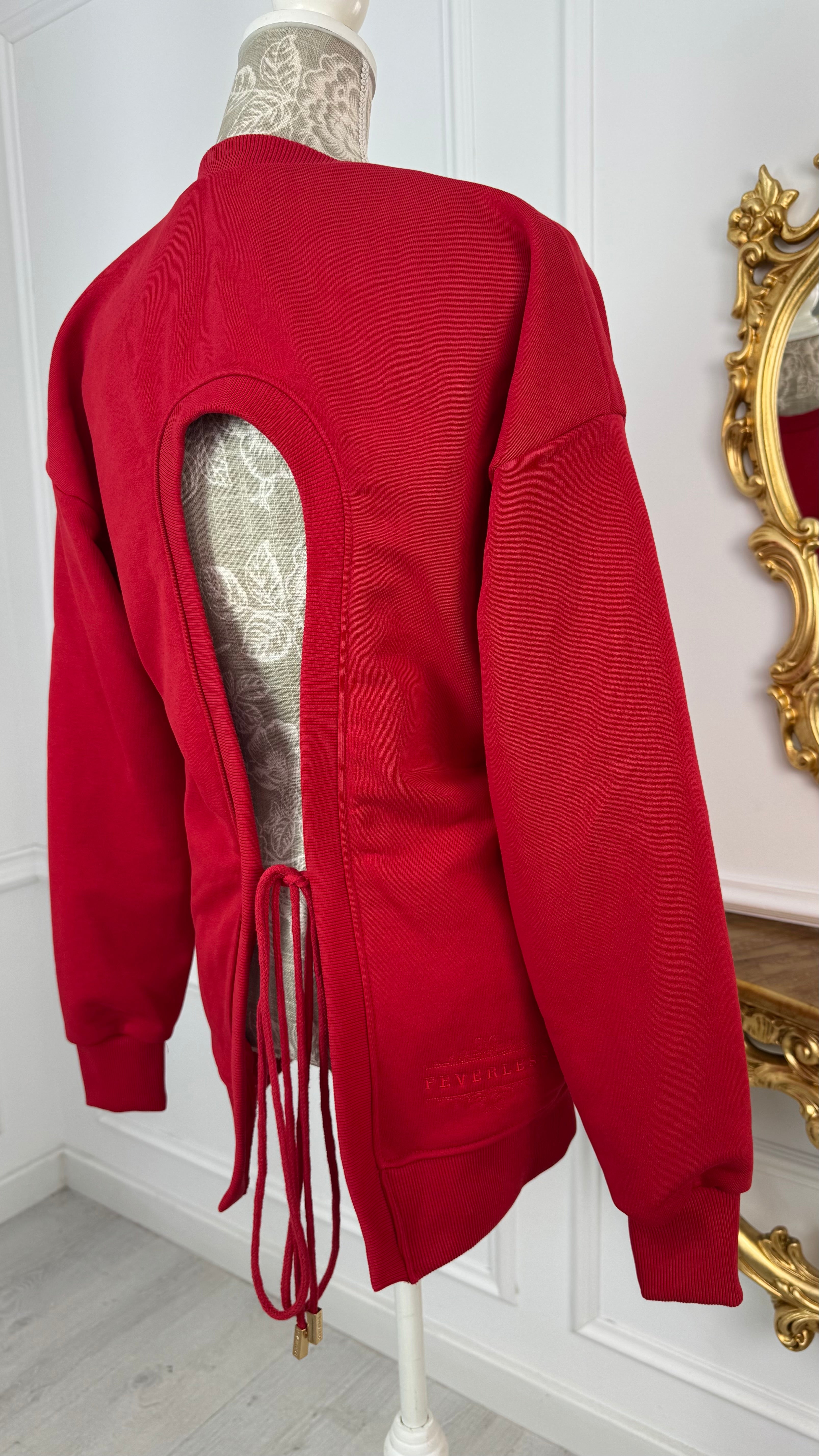 Set 2 Pieces "Eria 500" Backless Top + Straight Cotton Pants Long RED Set 2 Pieces "Eria 500" Backless Top + Straight Cotton Pants Long RED