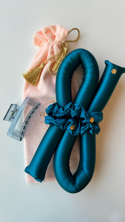 Ondulator XXL BLOWOUT fără Căldură, elastice din Mătase Naturală Tibetan Blue
