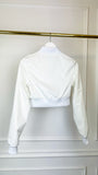 Cropped Lightweight 'Foil-Like' Bomber Jacket - White Cropped Lightweight 'Foil-Like' Bomber Jacket - White