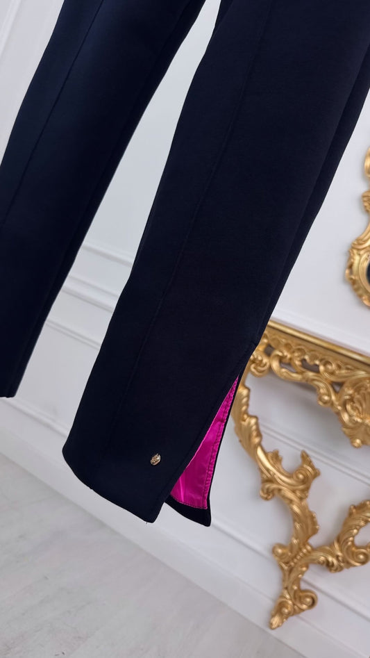 Pantaloni "Blush" tip PANĂ cu SLIȚ - DARK NAVY BLUE