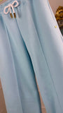 Pantaloni " BLUSH " Flauşați Largi Drepți BABY BLUE Pantaloni " BLUSH " Flauşați Largi Drepți BABY BLUE