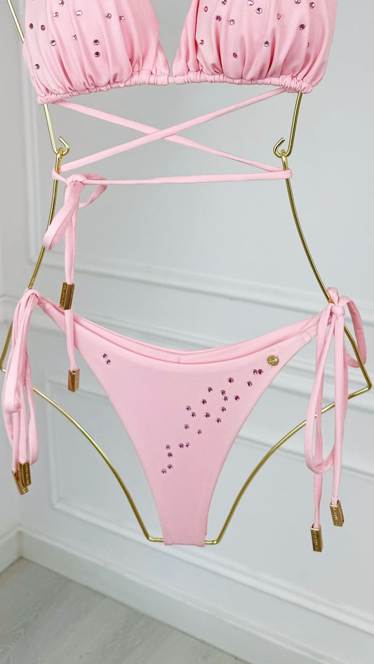 Slip de baie cu CRISTALE Blush Pink