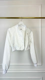Cropped Lightweight 'Foil-Like' Bomber Jacket - White Cropped Lightweight 'Foil-Like' Bomber Jacket - White