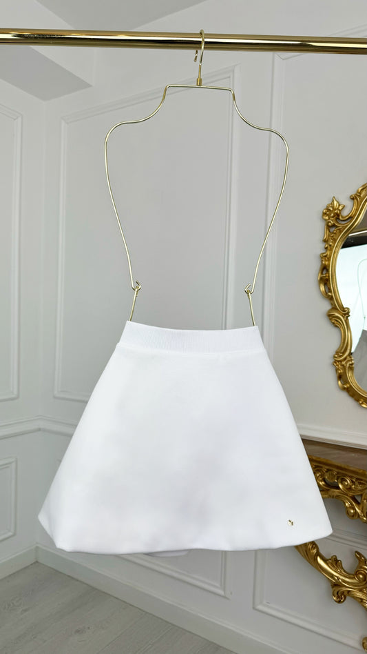 2-Piece Set Blouse "Blush" Cropped + Semi-Flared Skirt WHITE.