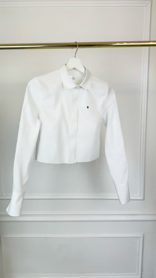 Camisa Corta De Algodón Sin Terminar Blanco
