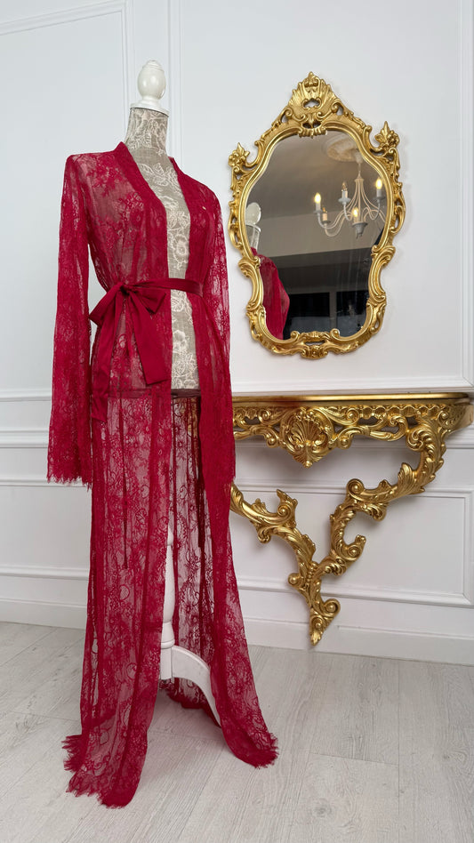Cardigan/Albornoz de Encaje "Delicate" ROJO