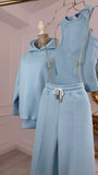 Pantaloni " BLUSH " Flauşați Largi Drepți BABY BLUE Pantaloni " BLUSH " Flauşați Largi Drepți BABY BLUE