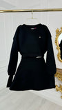 2-Piece Set Blouse "Blush" Cropped + Semi-Flared Skirt BLACK. 2-Piece Set Blouse "Blush" Cropped + Semi-Flared Skirt BLACK.