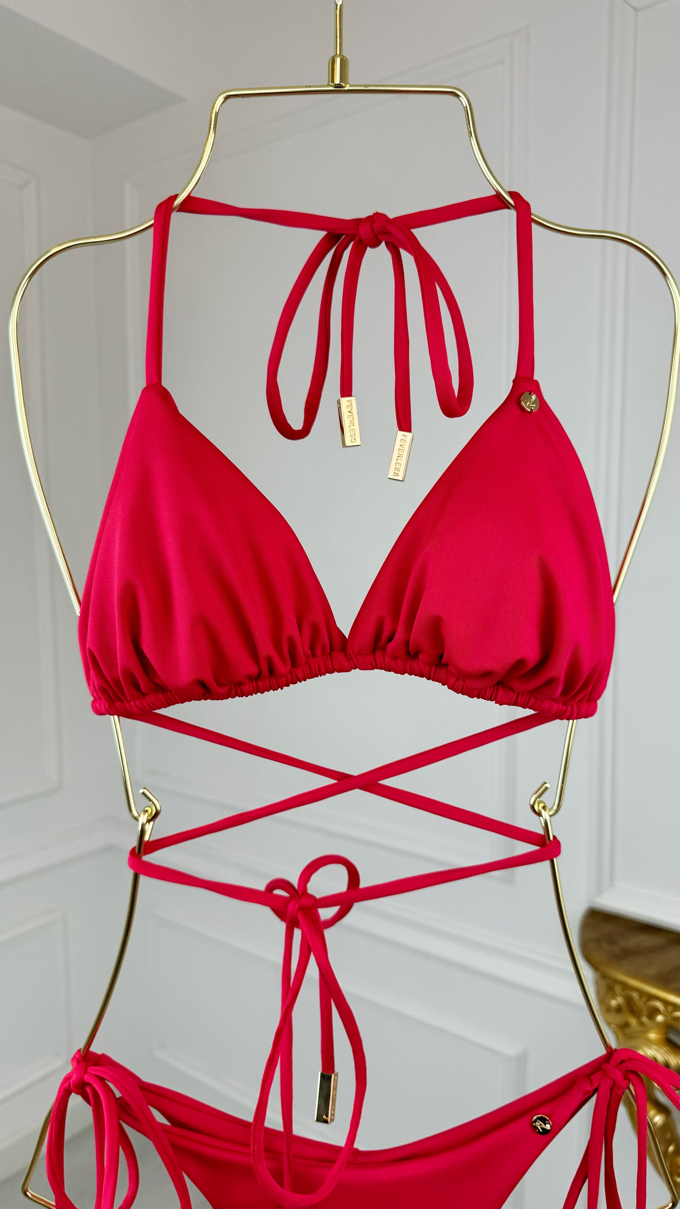 Triangle bathing bra RED removable cups Triangle bathing bra RED removable cups