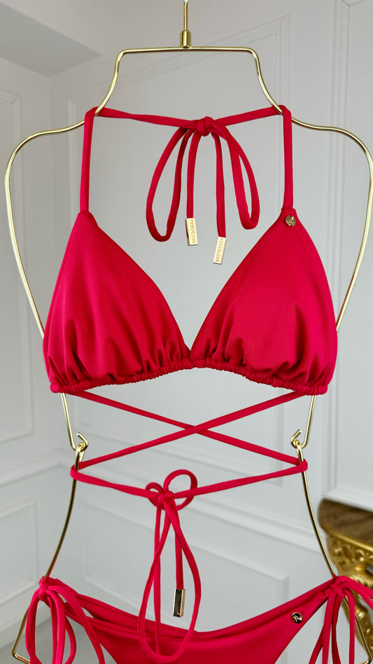 Triangle bathing bra RED removable cups