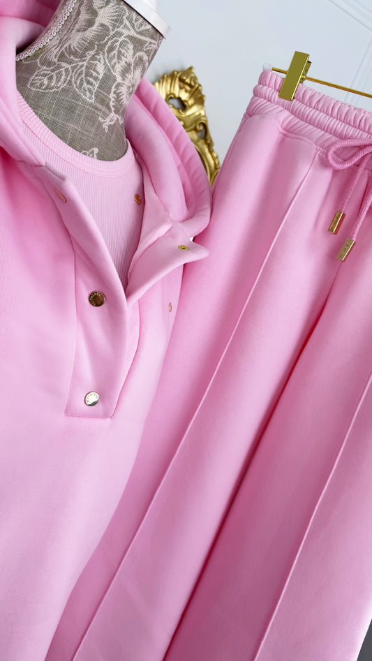 Set Sudadera "Blush SNAP" con broches + Pantalones Anchos ROSA BABY.