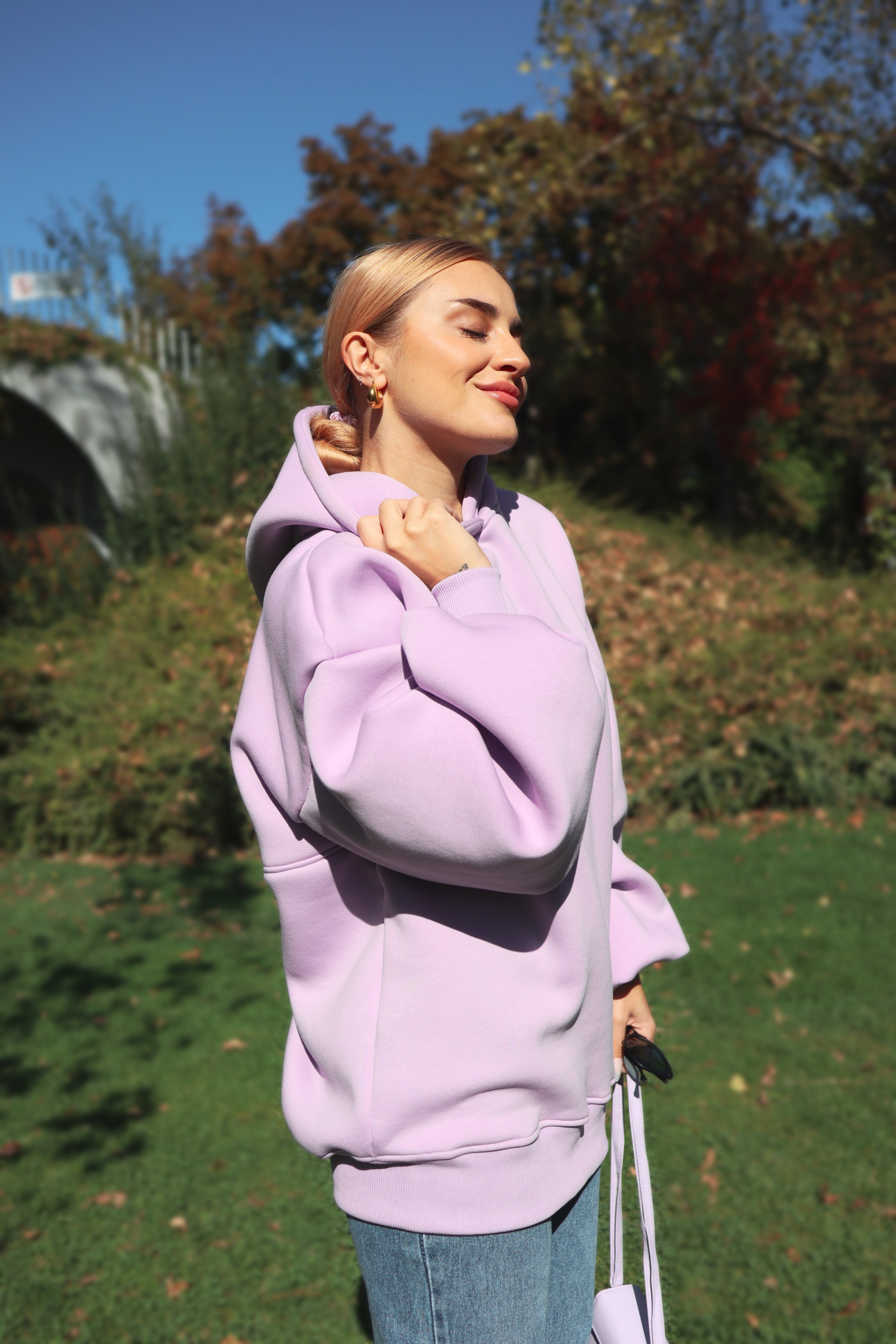 "Blush" Hoodie with Open Back and Bell Sleeves PURPLE "Blush" Hoodie with Open Back and Bell Sleeves PURPLE