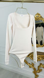 Elastic Shaping Bodysuit "Hera" with Long Sleeves CREAM Elastic Shaping Bodysuit "Hera" with Long Sleeves CREAM