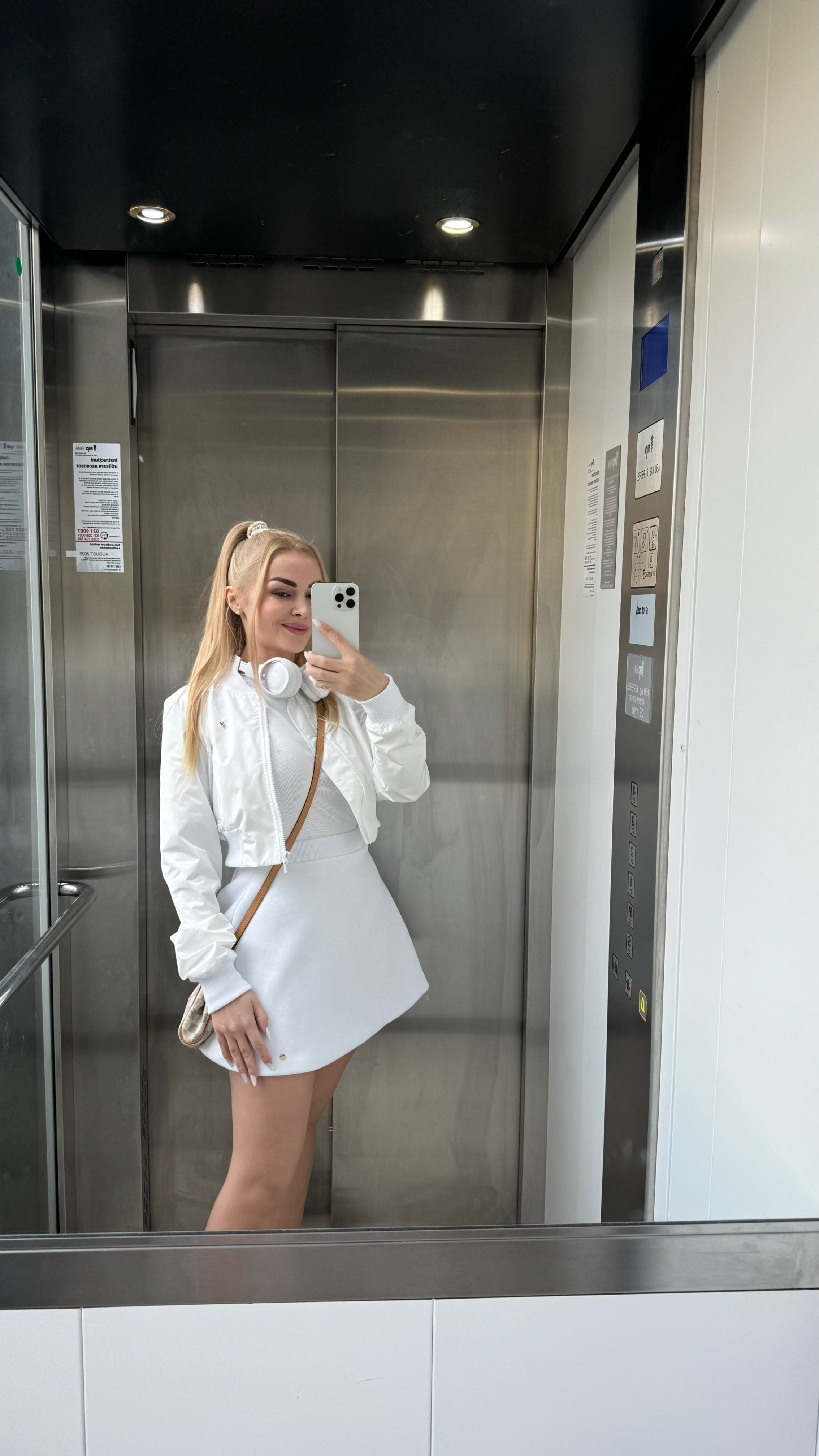 Cropped Lightweight 'Foil-Like' Bomber Jacket - White Cropped Lightweight 'Foil-Like' Bomber Jacket - White