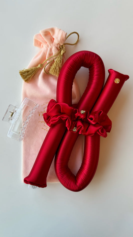 Rizadora XXL BLOWOUT sin Calor, gomas elásticas de Seda Natural ROJA