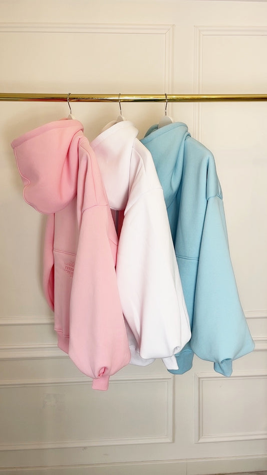 Sudadera SIN CORTE "Blush" con espalda abierta y mangas acampanadas – ROSA BEBÉ