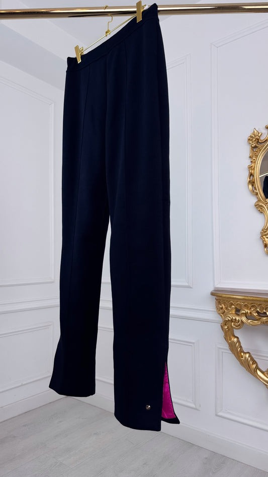 Pantaloni "Blush" tip PANĂ cu SLIȚ - DARK NAVY BLUE