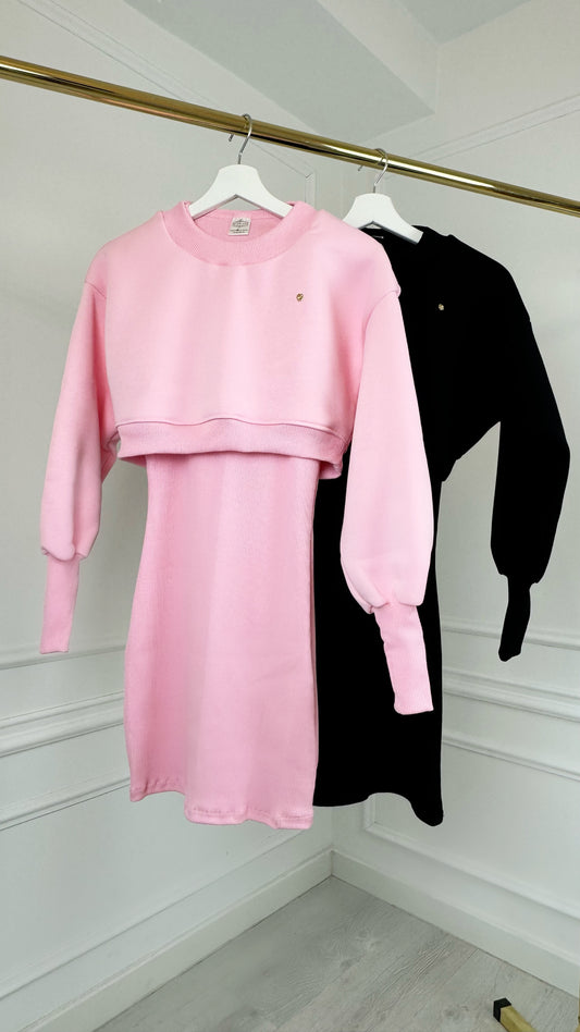SET 2 Blusa Cropped + Vestido CORTO de Canalé - 4 VARIACIONES DE COLOR