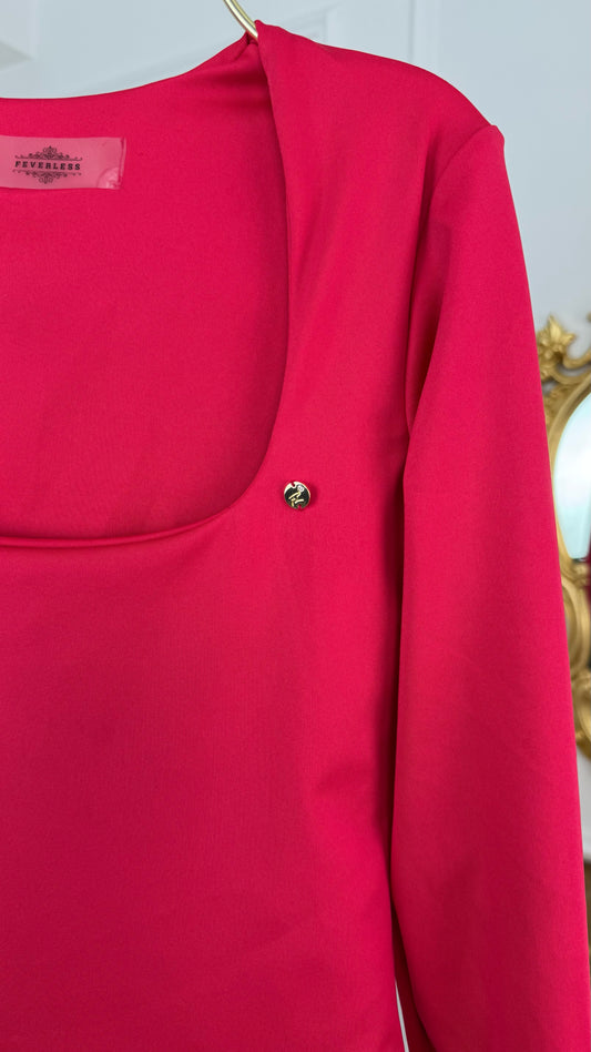 Shaping Body "Hera" with Long Sleeves RED.