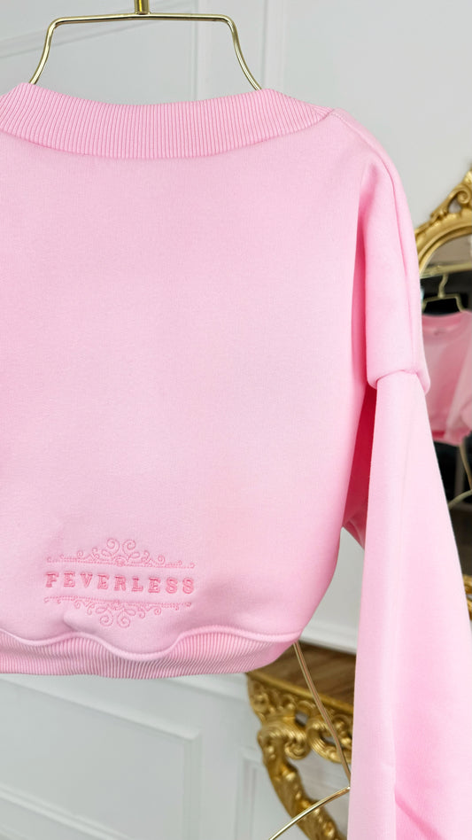 2-Piece Set Blouse "Blush" Cropped + Semi-Flared Skirt BABY PINK.