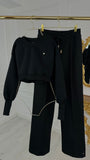 2-Piece Set Blouse "ERIA 500" Cropped + Straight Trousers BLACK 2-Piece Set Blouse "ERIA 500" Cropped + Straight Trousers BLACK