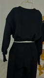 Straight Wide-Leg Long Pants "Blush" BLACK Straight Wide-Leg Long Pants "Blush" BLACK