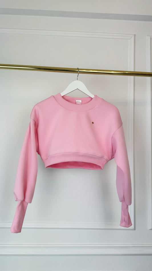 Bluză ERIA 500 cu Satin la interior Cropped  BABY PINK