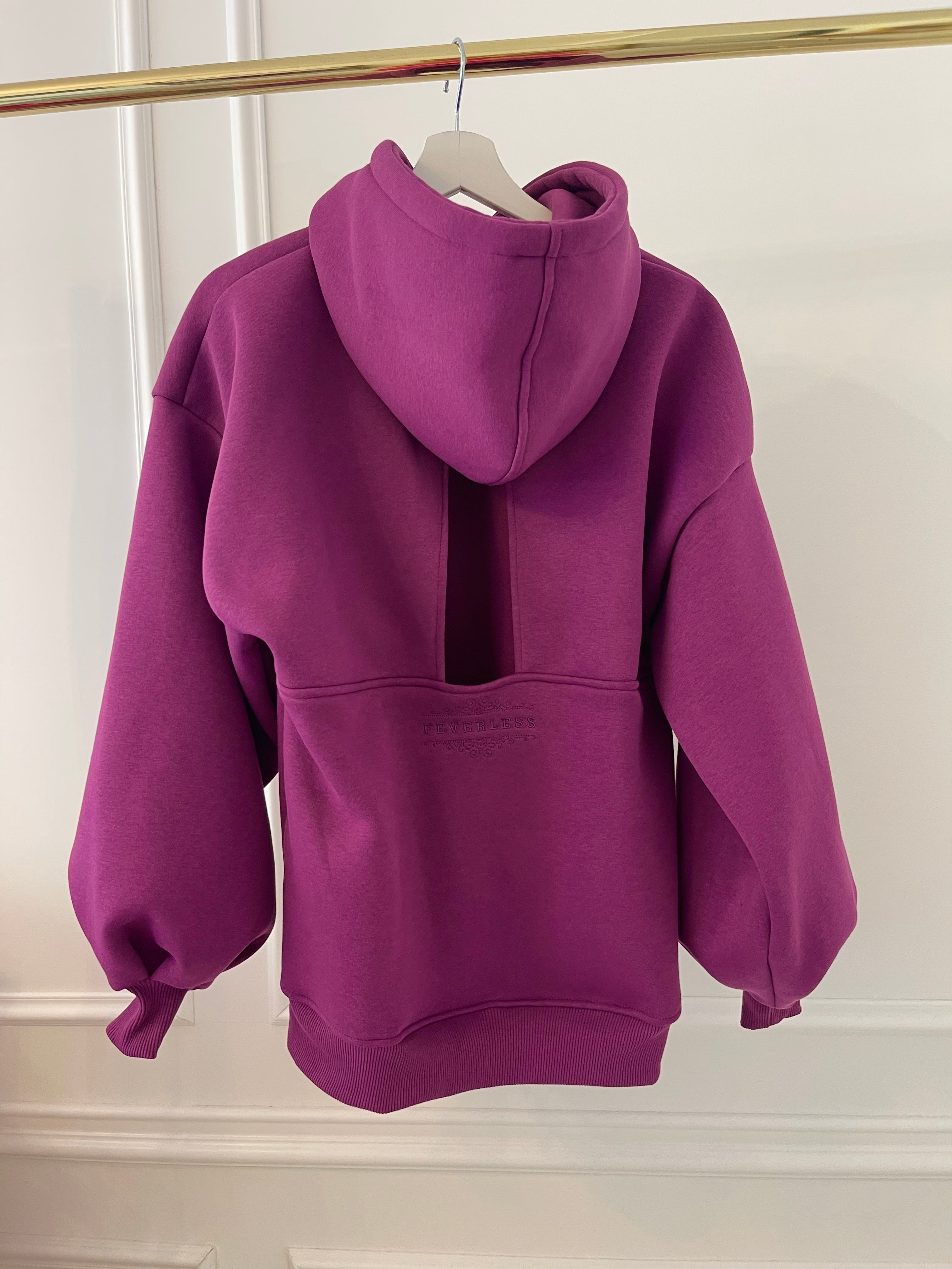 "Blush" Hoodie  with Open Back and Bell Sleeves MAGENTA "Blush" Hoodie  with Open Back and Bell Sleeves MAGENTA