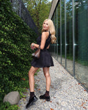 Short "Baby Doll" Non-Crease Taffeta Dress BLACK Short "Baby Doll" Non-Crease Taffeta Dress BLACK