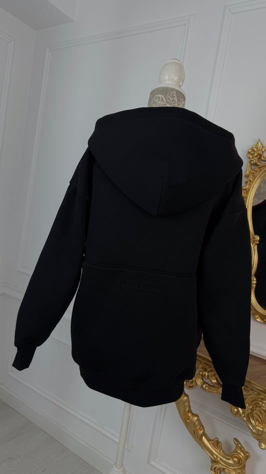 SET Sudadera 'Blush SNAP' con corchetes + Pantalones Anchos - NEGRO