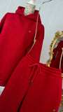 2-Piece Set: "Blush" Open-Back Hoodie + Straight Pants RED 2-Piece Set: "Blush" Open-Back Hoodie + Straight Pants RED