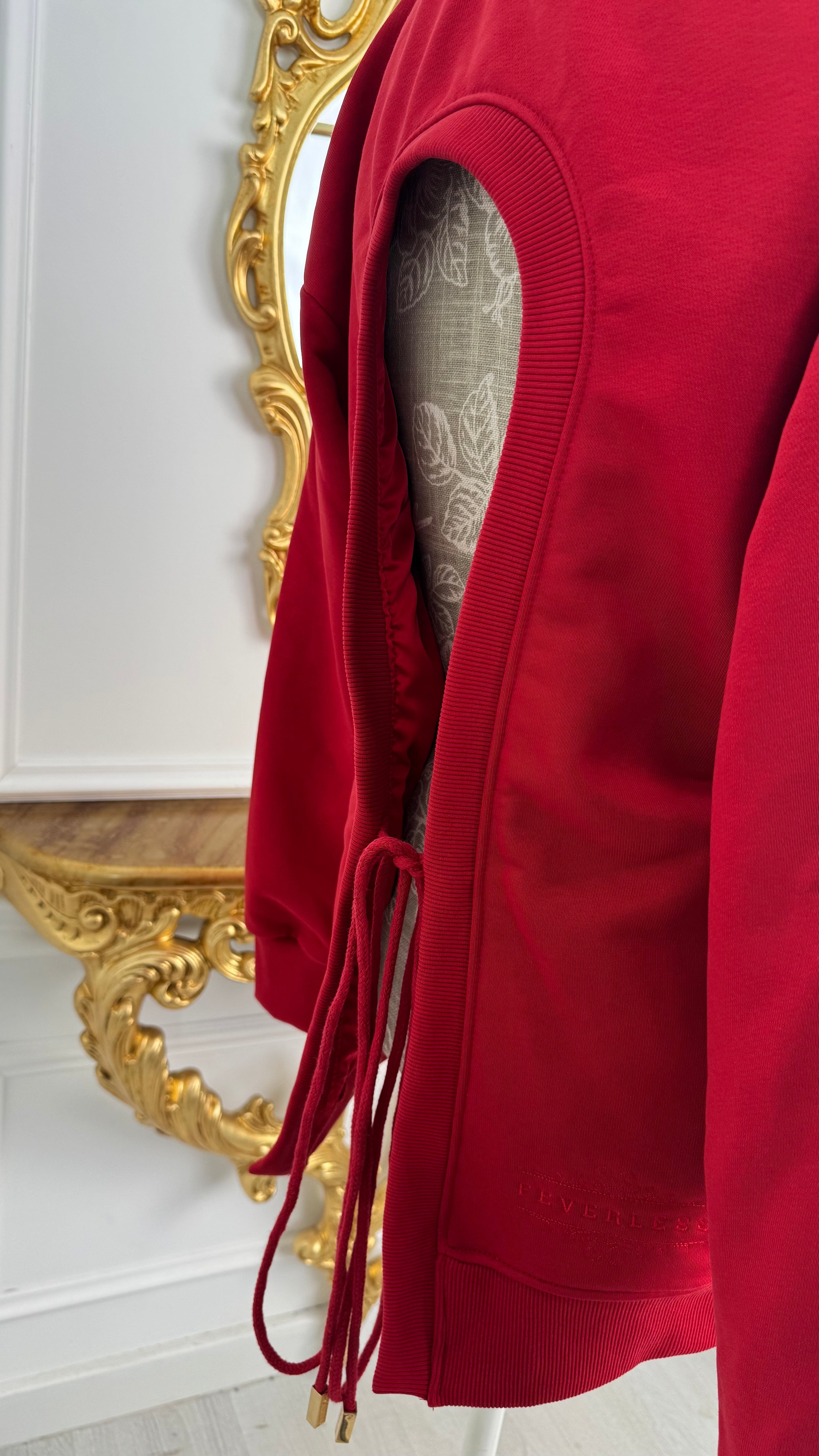 Set 2 Pieces "Eria 500" Backless Top + Straight Cotton Pants Long RED Set 2 Pieces "Eria 500" Backless Top + Straight Cotton Pants Long RED