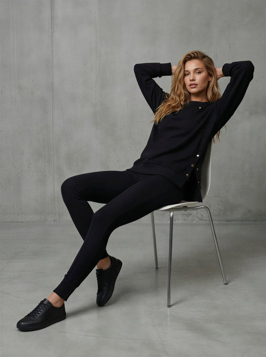 Bluză ERIA 330 - SNAP cu Satin la interior NEGRU