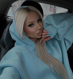 "Blush" Hoodie  with Open Back and Bell Sleeves Baby Blue "Blush" Hoodie  with Open Back and Bell Sleeves Baby Blue