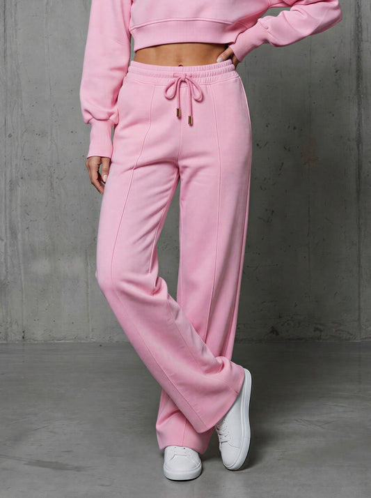 Pantaloni "ERIA 330 " Bumbac Drepți Largi BABY PINK